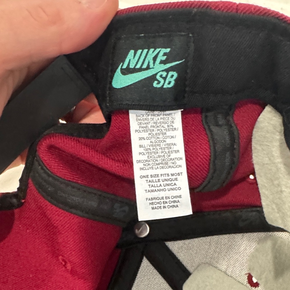 Nike SB Red and Gray Cap with Leopard Print Bill - Picture 4 of 4